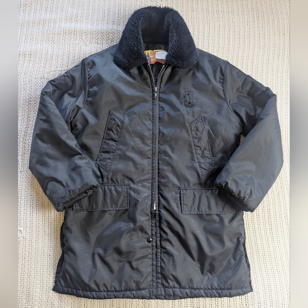 Vintage Spartan Uniform Outerwear Navy Blue Men's Small Midlength Coat USA Made